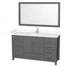 Wyndham Collection WCS141460SKGC2UNSM58 - Sheffield 60 Inch Single Bathroom Vanity in Dark Gray, Carrara Cultured Marble Countertop, Undermo