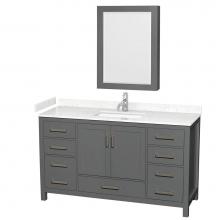 Wyndham Collection WCS141460SKGC2UNSMED - Sheffield 60 Inch Single Bathroom Vanity in Dark Gray, Carrara Cultured Marble Countertop, Undermo