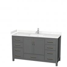 Wyndham Collection WCS141460SKGC2UNSMXX - Sheffield 60 Inch Single Bathroom Vanity in Dark Gray, Carrara Cultured Marble Countertop, Undermo