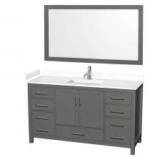 Wyndham Collection WCS141460SKGWCUNSM58 - Sheffield 60 Inch Single Bathroom Vanity in Dark Gray, White Cultured Marble Countertop, Undermoun