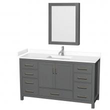 Wyndham Collection WCS141460SKGWCUNSMED - Sheffield 60 Inch Single Bathroom Vanity in Dark Gray, White Cultured Marble Countertop, Undermoun