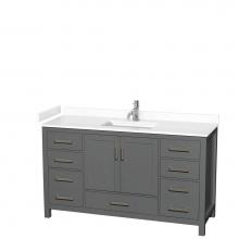 Wyndham Collection WCS141460SKGWCUNSMXX - Sheffield 60 Inch Single Bathroom Vanity in Dark Gray, White Cultured Marble Countertop, Undermoun