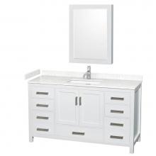 Wyndham Collection WCS141460SWHC2UNSMED - Sheffield 60 Inch Single Bathroom Vanity in White, Carrara Cultured Marble Countertop, Undermount