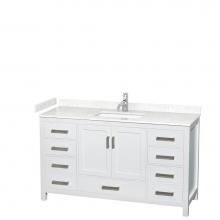 Wyndham Collection WCS141460SWHC2UNSMXX - Sheffield 60 Inch Single Bathroom Vanity in White, Carrara Cultured Marble Countertop, Undermount