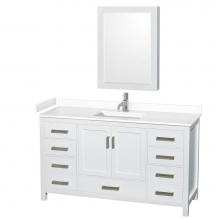 Wyndham Collection WCS141460SWHWCUNSMED - Sheffield 60 Inch Single Bathroom Vanity in White, White Cultured Marble Countertop, Undermount Sq