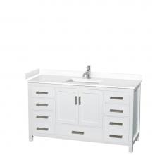 Wyndham Collection WCS141460SWHWCUNSMXX - Sheffield 60 Inch Single Bathroom Vanity in White, White Cultured Marble Countertop, Undermount Sq