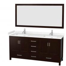 Wyndham Collection WCS141472DESC2UNSM70 - Sheffield 72 Inch Double Bathroom Vanity in Espresso, Carrara Cultured Marble Countertop, Undermou