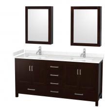 Wyndham Collection WCS141472DESC2UNSMED - Sheffield 72 Inch Double Bathroom Vanity in Espresso, Carrara Cultured Marble Countertop, Undermou