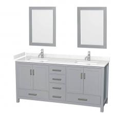 Wyndham Collection WCS141472DGYC2UNSM24 - Sheffield 72 Inch Double Bathroom Vanity in Gray, Carrara Cultured Marble Countertop, Undermount S