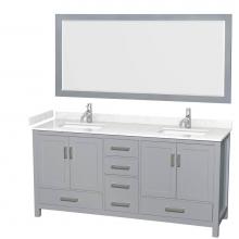 Wyndham Collection WCS141472DGYC2UNSM70 - Sheffield 72 Inch Double Bathroom Vanity in Gray, Carrara Cultured Marble Countertop, Undermount S