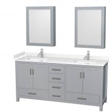 Wyndham Collection WCS141472DGYC2UNSMED - Sheffield 72 Inch Double Bathroom Vanity in Gray, Carrara Cultured Marble Countertop, Undermount S