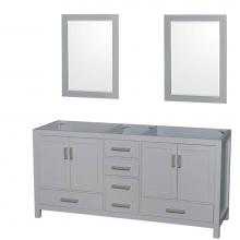 Wyndham Collection WCS141472DGYCXSXXM24 - Sheffield 72 Inch Double Bathroom Vanity in Gray, No Countertop, No Sink, and 24 Inch Mirrors