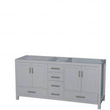 Wyndham Collection WCS141472DGYCXSXXMXX - Sheffield 72 Inch Double Bathroom Vanity in Gray, No Countertop, No Sink, and No Mirror