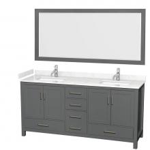 Wyndham Collection WCS141472DKGC2UNSM70 - Sheffield 72 Inch Double Bathroom Vanity in Dark Gray, Carrara Cultured Marble Countertop, Undermo