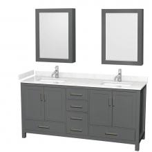 Wyndham Collection WCS141472DKGC2UNSMED - Sheffield 72 Inch Double Bathroom Vanity in Dark Gray, Carrara Cultured Marble Countertop, Undermo