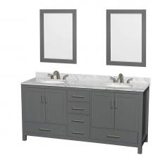 Wyndham Collection WCS141472DKGCMUNOM24 - Sheffield 72 Inch Double Bathroom Vanity in Dark Gray, White Carrara Marble Countertop, Undermount