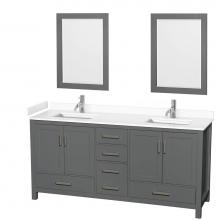 Wyndham Collection WCS141472DKGWCUNSM24 - Sheffield 72 Inch Double Bathroom Vanity in Dark Gray, White Cultured Marble Countertop, Undermoun