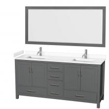 Wyndham Collection WCS141472DKGWCUNSM70 - Sheffield 72 Inch Double Bathroom Vanity in Dark Gray, White Cultured Marble Countertop, Undermoun