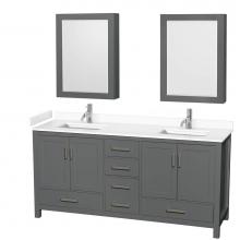 Wyndham Collection WCS141472DKGWCUNSMED - Sheffield 72 Inch Double Bathroom Vanity in Dark Gray, White Cultured Marble Countertop, Undermoun