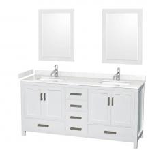 Wyndham Collection WCS141472DWHC2UNSM24 - Sheffield 72 Inch Double Bathroom Vanity in White, Carrara Cultured Marble Countertop, Undermount