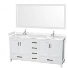 Wyndham Collection WCS141472DWHC2UNSM70 - Sheffield 72 Inch Double Bathroom Vanity in White, Carrara Cultured Marble Countertop, Undermount