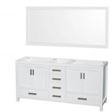 Wyndham Collection WCS141472DWHCXSXXM70 - Sheffield 72 Inch Double Bathroom Vanity in White, No Countertop, No Sinks, and 70 Inch Mirror