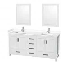 Wyndham Collection WCS141472DWHWCUNSM24 - Sheffield 72 Inch Double Bathroom Vanity in White, White Cultured Marble Countertop, Undermount Sq