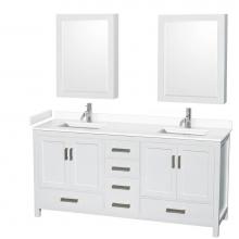 Wyndham Collection WCS141472DWHWCUNSMED - Sheffield 72 Inch Double Bathroom Vanity in White, White Cultured Marble Countertop, Undermount Sq