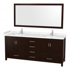 Wyndham Collection WCS141480DESC2UNSM70 - Sheffield 80 Inch Double Bathroom Vanity in Espresso, Carrara Cultured Marble Countertop, Undermou