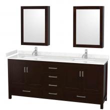 Wyndham Collection WCS141480DESC2UNSMED - Sheffield 80 Inch Double Bathroom Vanity in Espresso, Carrara Cultured Marble Countertop, Undermou