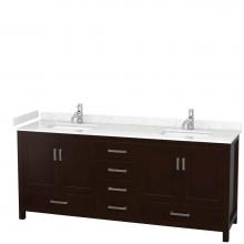 Wyndham Collection WCS141480DESC2UNSMXX - Sheffield 80 Inch Double Bathroom Vanity in Espresso, Carrara Cultured Marble Countertop, Undermou