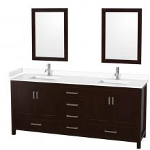 Wyndham Collection WCS141480DESWCUNSM24 - Sheffield 80 Inch Double Bathroom Vanity in Espresso, White Cultured Marble Countertop, Undermount