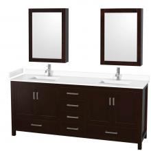 Wyndham Collection WCS141480DESWCUNSMED - Sheffield 80 Inch Double Bathroom Vanity in Espresso, White Cultured Marble Countertop, Undermount