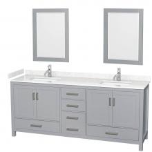 Wyndham Collection WCS141480DGYC2UNSM24 - Sheffield 80 Inch Double Bathroom Vanity in Gray, Carrara Cultured Marble Countertop, Undermount S