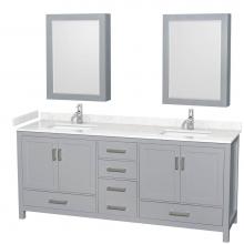 Wyndham Collection WCS141480DGYC2UNSMED - Sheffield 80 Inch Double Bathroom Vanity in Gray, Carrara Cultured Marble Countertop, Undermount S