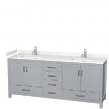 Wyndham Collection WCS141480DGYC2UNSMXX - Sheffield 80 Inch Double Bathroom Vanity in Gray, Carrara Cultured Marble Countertop, Undermount S