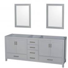 Wyndham Collection WCS141480DGYCXSXXM24 - Sheffield 80 Inch Double Bathroom Vanity in Gray, No Countertop, No Sink, and 24 Inch Mirrors