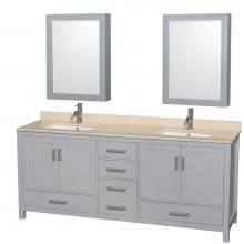 Wyndham Collection WCS141480DGYIVUNSMED - Sheffield 80 Inch Double Bathroom Vanity in Gray, Ivory Marble Countertop, Undermount Square Sinks