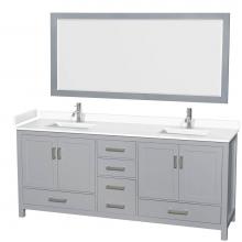 Wyndham Collection WCS141480DGYWCUNSM70 - Sheffield 80 Inch Double Bathroom Vanity in Gray, White Cultured Marble Countertop, Undermount Squ