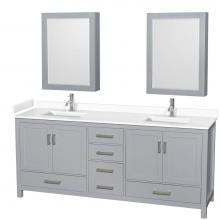 Wyndham Collection WCS141480DGYWCUNSMED - Sheffield 80 Inch Double Bathroom Vanity in Gray, White Cultured Marble Countertop, Undermount Squ