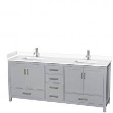 Wyndham Collection WCS141480DGYWCUNSMXX - Sheffield 80 Inch Double Bathroom Vanity in Gray, White Cultured Marble Countertop, Undermount Squ