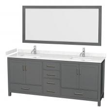 Wyndham Collection WCS141480DKGC2UNSM70 - Sheffield 80 Inch Double Bathroom Vanity in Dark Gray, Carrara Cultured Marble Countertop, Undermo