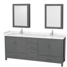 Wyndham Collection WCS141480DKGC2UNSMED - Sheffield 80 Inch Double Bathroom Vanity in Dark Gray, Carrara Cultured Marble Countertop, Undermo