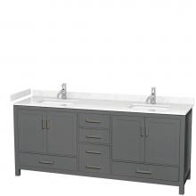 Wyndham Collection WCS141480DKGC2UNSMXX - Sheffield 80 Inch Double Bathroom Vanity in Dark Gray, Carrara Cultured Marble Countertop, Undermo