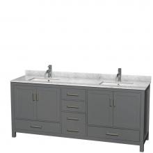 Wyndham Collection WCS141480DKGCMUNSMXX - Sheffield 80 Inch Double Bathroom Vanity in Dark Gray, White Carrara Marble Countertop, Undermount