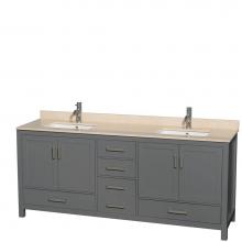 Wyndham Collection WCS141480DKGIVUNSMXX - Sheffield 80 Inch Double Bathroom Vanity in Dark Gray, Ivory Marble Countertop, Undermount Square