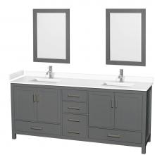 Wyndham Collection WCS141480DKGWCUNSM24 - Sheffield 80 Inch Double Bathroom Vanity in Dark Gray, White Cultured Marble Countertop, Undermoun