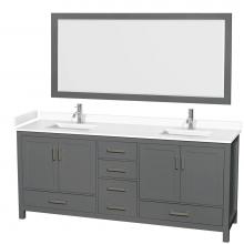 Wyndham Collection WCS141480DKGWCUNSM70 - Sheffield 80 Inch Double Bathroom Vanity in Dark Gray, White Cultured Marble Countertop, Undermoun