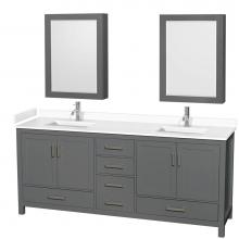 Wyndham Collection WCS141480DKGWCUNSMED - Sheffield 80 Inch Double Bathroom Vanity in Dark Gray, White Cultured Marble Countertop, Undermoun