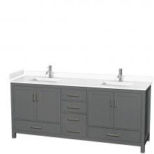 Wyndham Collection WCS141480DKGWCUNSMXX - Sheffield 80 Inch Double Bathroom Vanity in Dark Gray, White Cultured Marble Countertop, Undermoun